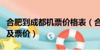 合肥到成都機票價格表(合肥至成都機票班次及票價)
