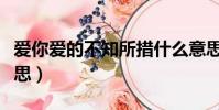 愛你愛的不知所措什么意思(不知所措什么意思)