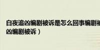 白夜追兇編劇被訴是怎么回事編劇被訴是什么情況(白夜追兇編劇被訴)