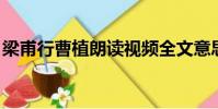 梁甫行曹植朗讀視頻全文意思(梁甫行 曹植)