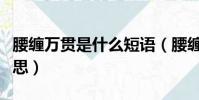 腰纏萬貫是什么短語(腰纏萬貫的貫是什么意思)