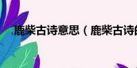 鹿柴古詩意思(鹿柴古詩的意思是什么)