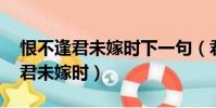 恨不逢君未嫁時下一句(君生我未生 恨不逢君未嫁時)