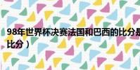 98年世界杯決賽法國和巴西的比分是多少(98年世界杯決賽比分)