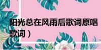 陽光總在風雨后歌詞原唱(陽光總在風雨后 歌詞)