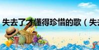 失去了才懂得珍惜的歌(失去了才懂得珍惜)
