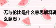 無與倫比是什么意思解釋詞語(無與倫比是什么意思)