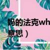 媽的法克what you name（媽的法克是什么意思）