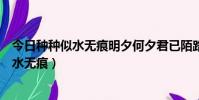 今日種種似水無痕明夕何夕君已陌路什么意思(今日種種似水無痕)