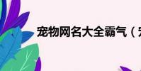 寵物網名大全霸氣(寵物網名)