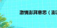 激情澎湃意思(澎湃意思)