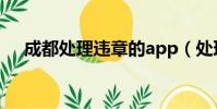 成都處理違章的app(處理違章的app)