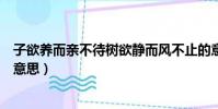 子欲養而親不待樹欲靜而風不止的意思(樹欲靜而風不止的意思)