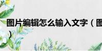 圖片編輯怎么輸入文字(圖片編輯器輸入文字)