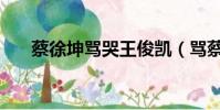 蔡徐坤罵哭王俊凱(罵蔡徐坤什么梗)