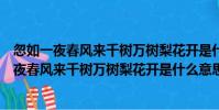 忽如一夜春風來千樹萬樹梨花開是什么意思四年級(忽如一夜春風來千樹萬樹梨花開是什么意思)