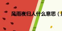 風雨夜歸人什么意思(風雨夜歸人)