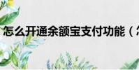 怎么開通余額寶支付功能(怎么開通余額寶)