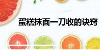 蛋糕抹面一刀收的訣竅(蛋糕抹面)