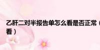 乙肝二對半報告單怎么看是否正常(乙肝二對半報告單怎么看)