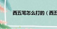 西五筆怎么打的(西五筆怎么打)
