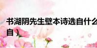 書湖陰先生壁本詩選自什么(書湖陰先生壁選自)