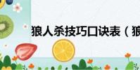 狼人殺技巧口訣表(狼人殺技巧)