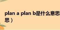 plan a plan b是什么意思(plan b是什么意思)