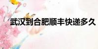 武漢到合肥順豐快遞多久(武漢到合肥)