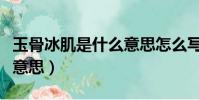 玉骨冰肌是什么意思怎么寫(玉骨冰肌是什么意思)