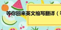 等你回來英文縮寫翻譯(等你回來英文)