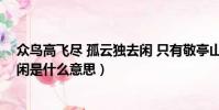 眾鳥高飛盡 孤云獨去閑 只有敬亭山(眾鳥高飛盡孤云獨去閑是什么意思)