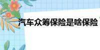汽車眾籌保險是啥保險(汽車眾籌)
