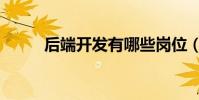 后端開發有哪些崗位(后端開發)