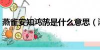 燕雀安知鴻鵠是什么意思(鴻鵠是什么意思)