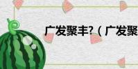 廣發聚豐?(廣發聚豐前端)