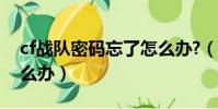 cf戰隊密碼忘了怎么辦?(cf戰隊密碼忘了怎么辦)