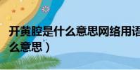 開黃腔是什么意思網絡用語(開黃腔可以嗎什么意思)