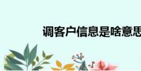 調客戶信息是啥意思(調客)