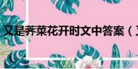 又是薺菜花開時文中答案(又是薺菜花開時)