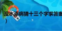 沒水添病猜十三個字求答案(沒水添病打一字)