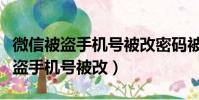 微信被盜手機號被改密碼被改怎么辦(微信被盜手機號被改)