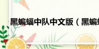 黑蝙蝠中隊中文版(黑蝙蝠中隊韓文版)