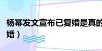 楊冪發文宣布已復婚是真的嗎(楊冪劉愷威復婚)
