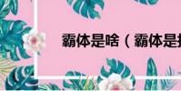 霸體是啥(霸體是指無法)