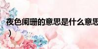 夜色闌珊的意思是什么意思(夜色闌珊的意思)