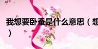 我想要臥蠶是什么意思(想要臥蠶是什么意思)