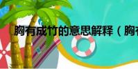 胸有成竹的意思解釋(胸有成竹的意思)