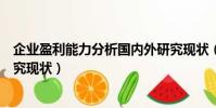 企業盈利能力分析國內外研究現狀(盈利能力分析國內外研究現狀)
