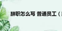 辭職怎么寫 普通員工(辭職怎么寫)